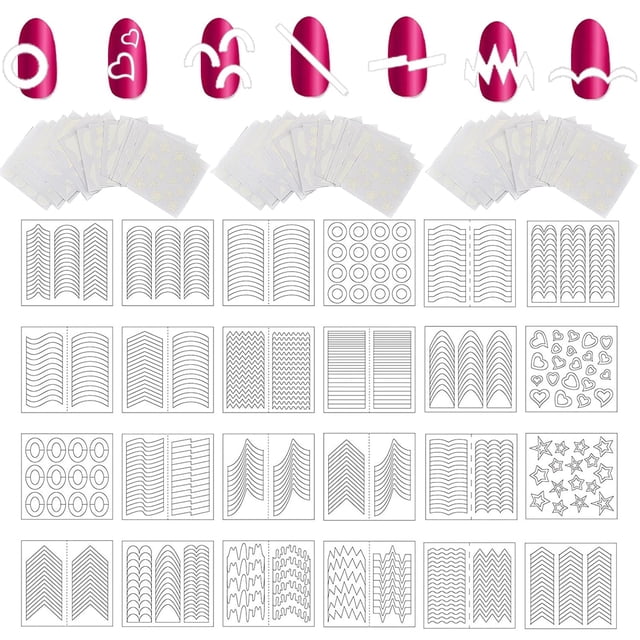 72 Sheets French Nail Sticker 60 Designs French Nail Tip Guides for ...
