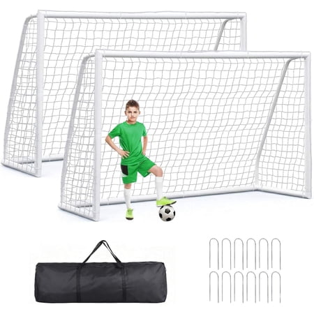 10x6.5 FT Soccer Goal Soccer Net for Backyard, Steel Frame for Kids, Adult Portable Shooting Training Aid with Carry Bag,Ground Stakes Waterproof