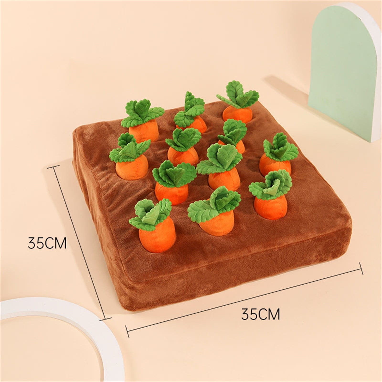 Dog Puzzle Toys Pull Carrot Toys,Interactive Mat with 9 Carrots for IQ Training,Boredom Relief Hide and Seek Plush Squeaky Toys for Puppies，As Shown