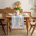 thumbnail image 3 of Light Blue Easter Table Runner 70 Inches Long for Kitchen Dining, Spring Easter Bunny Eggs Floral Wooden Dresser Scarf Farmhouse, Dining Table Decorations for Wedding/Parties, 13 x 70 In, 3 of 8