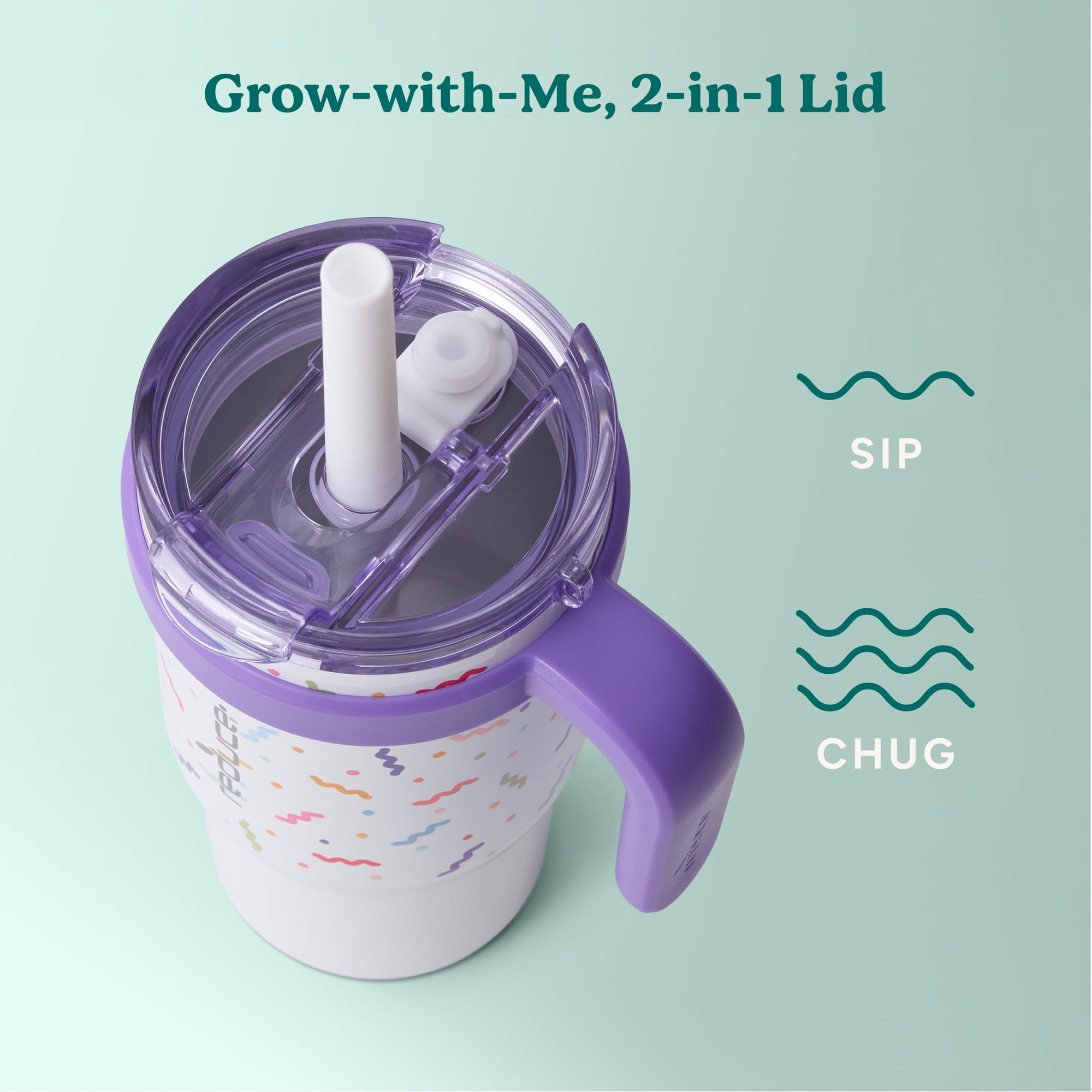 Reduce Coldee Kids Tumbler Spill-Proof Straw & Handle. Insulated