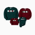 thumbnail image 1 of Sudadera navideña a juego con la familia, 3D Fluff Merry Green Red, mangas largas, tops acanalados, 1 of 5