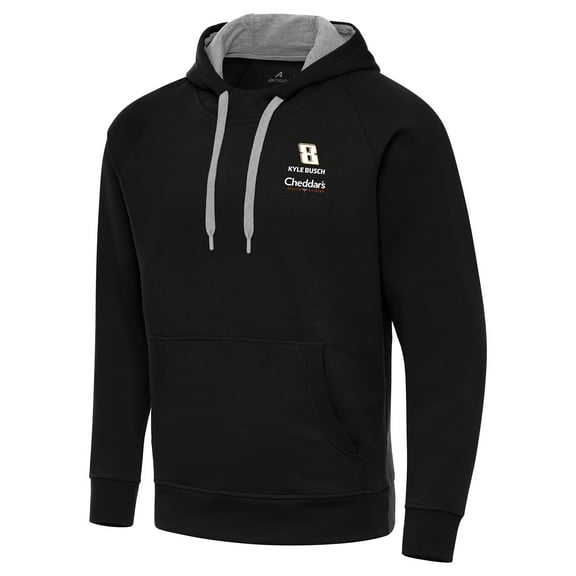 Men's-Antigua  Black Kyle Busch Fleece Victory Pullover Hoodie