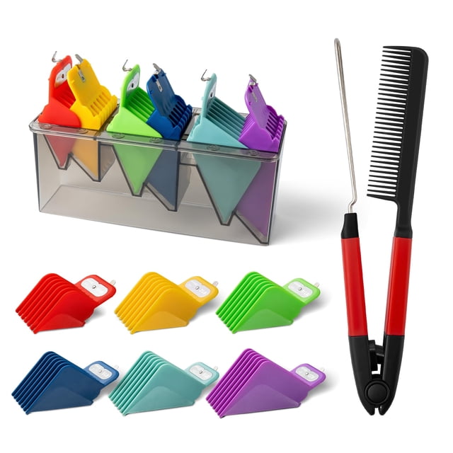 Juego de protectores de cortapelos extralargos aptos para Andis Master Oster Fast Feed Andis AAC-1 GC LCL ML PM-1 PM-2 PM-4 RCAC RS-1 US-1 Tamaño: #10-20 (Longitud: 1.25"- 2.5) con peine alisador