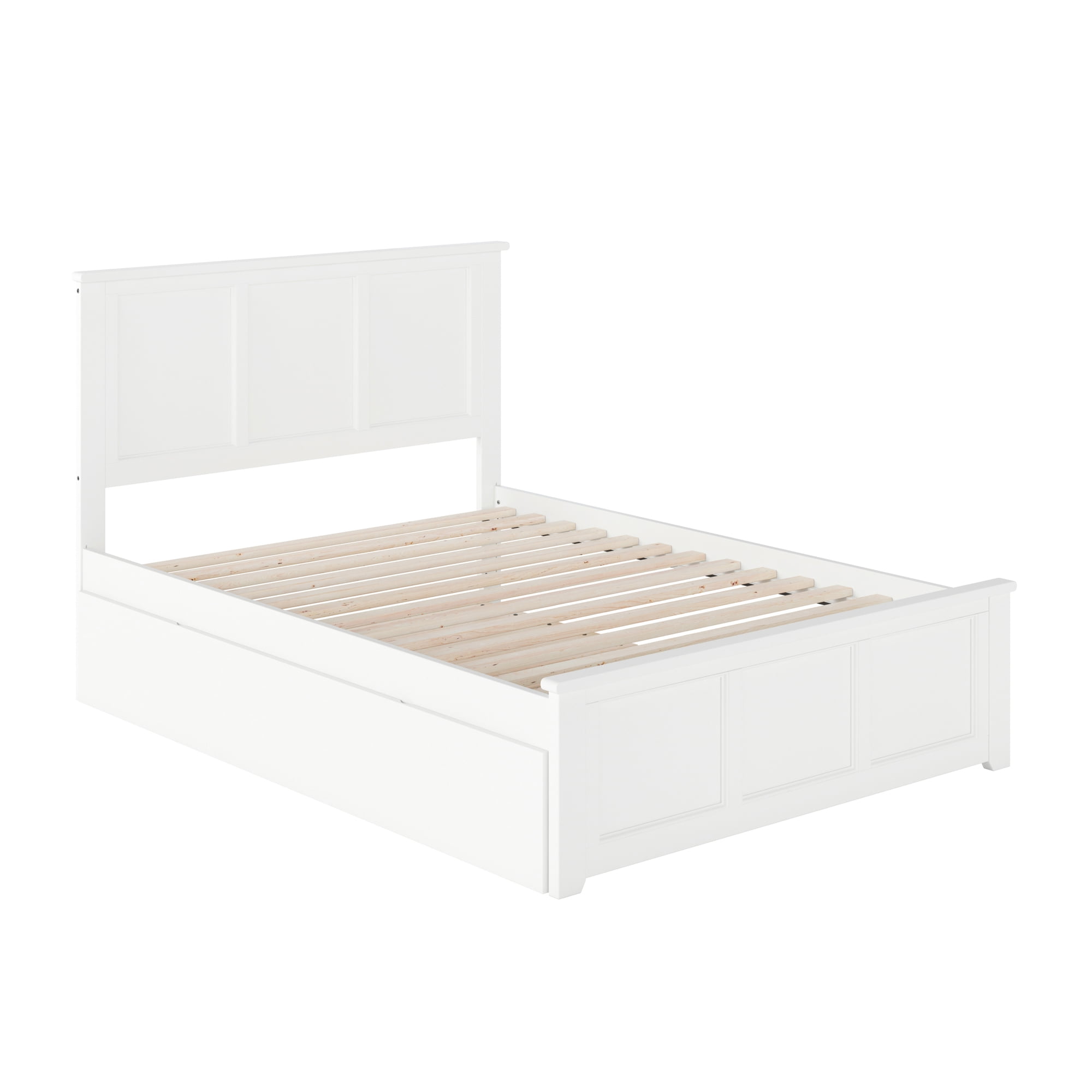 AFI Madison Full Wood Platform Bed with Matching Footboard & Full Trundle, White