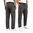 thumbnail image 3 of CONZONE Kids Boys Uniform Cargo Pants Wide Leg Baggy Chino Pants for Boys Elastic Waist Drawstring Back To School Outdoor Joggers with Pockets, 3 of 8