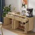 thumbnail image 6 of Furtivusia Kitchen Buffet Sideboard with Storage, Farmhouse Coffee Bar Cabinet with Adjustable Shelves, Wood Sideboard with 3 drawers for Living Room, Wood Color, 6 of 10