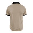 thumbnail image 3 of Domzest Mens Contrast Collar Polo Shirt Short Sleeve Button Up Golf Top with Placket Chest Pocket Khaki XL, 3 of 7