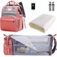 thumbnail image 1 of Mochila para pañales de bebé, bolsas de pañales de gran capacidad, bolsa de pañales de viaje portátil con cama plegable, mochila para cuna (rosa) JFHHH pequeña, 1 of 5