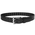 thumbnail image 3 of Falari Men's Double Holes Genuine Leather Belt Double Prong Jeans Belt Black Small, 3 of 5