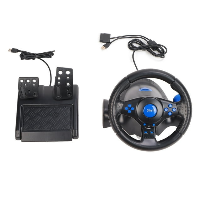 Volante para juegos con rotación de 180 grados, multifuncional, 3 en 1, con pedales para PC
