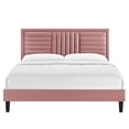 thumbnail image 4 of Platform Bed Frame, Tufted, King Size, Pink, Velvet, Mid Century Bedroom, Modern Contemporary Boutique HB35646, 4 of 8