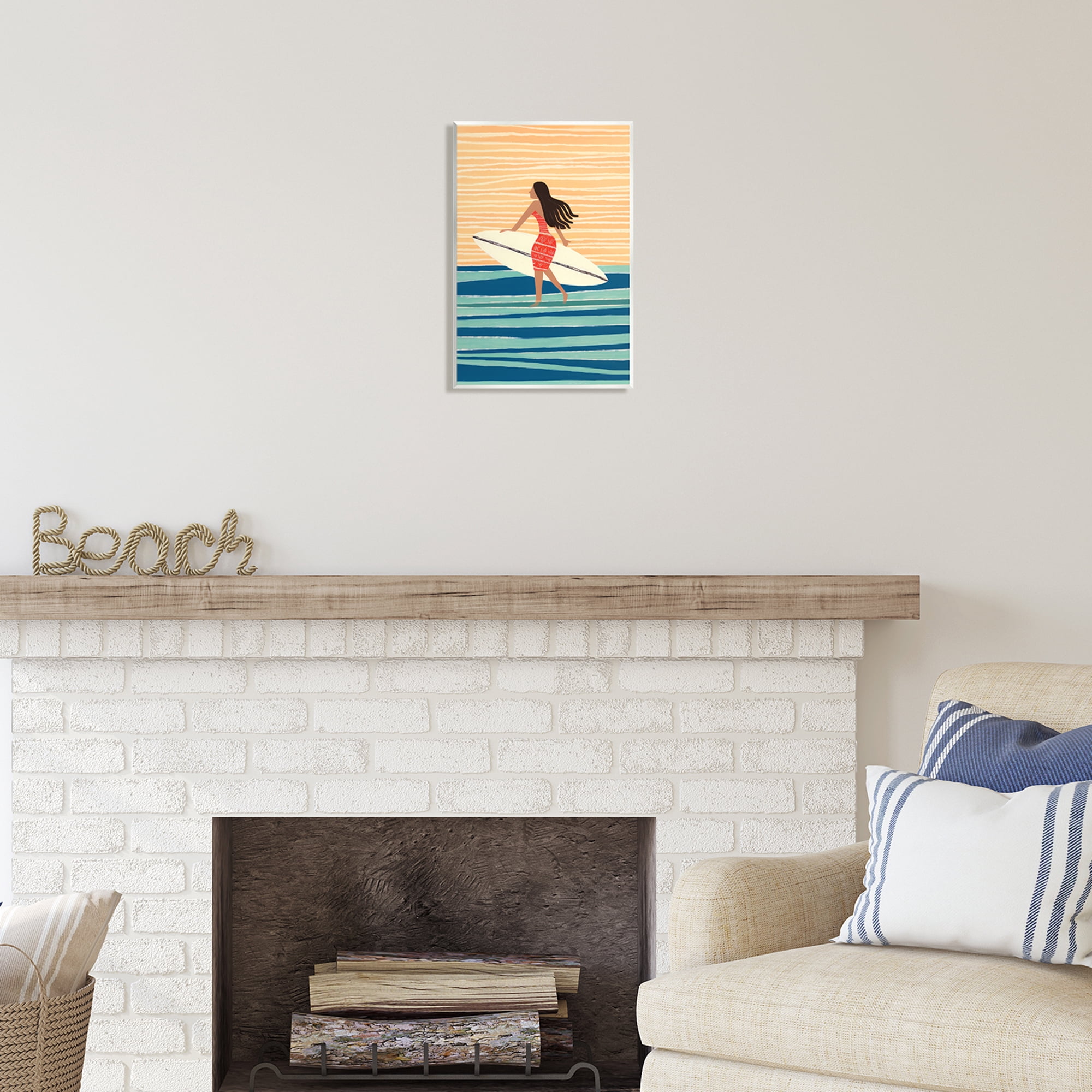 Stupell Industries Abstract Surfer Girl Abstract Painting Unframed Art Print Wall Art, 10 x 15
