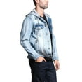 thumbnail image 3 of Victorious Men's Hoodie Layered Distressed Denim Jacket with Removable Hood DK109 - ICE - Medium, 3 of 7