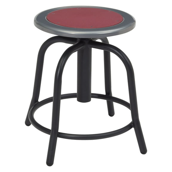 18" - 24" Height Adjustable Swivel Stool, Burgundy Seat and Black Frame
