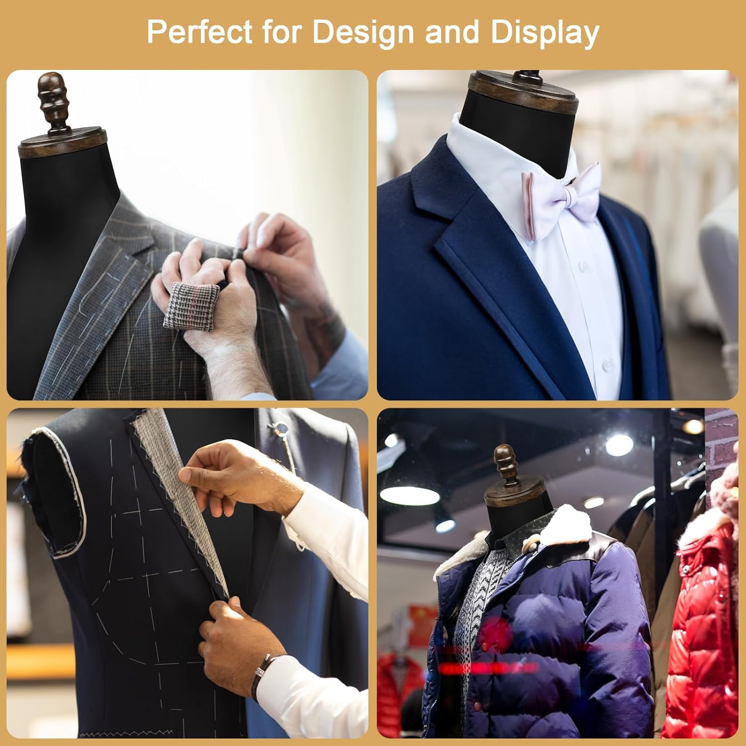 Bonnlo Male Black Mannequin Dress Form with Adjustable Height Sturdy Tripod