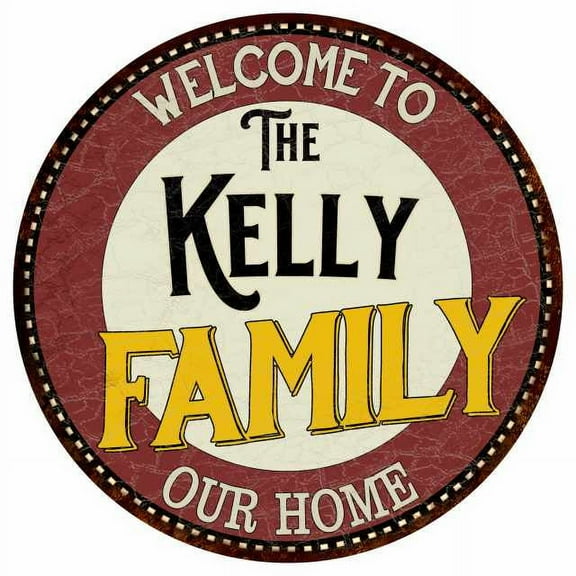 The Kelly Family 14" Round Metal Sign Kitchen Game Room Decor 100140038070
