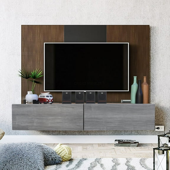 Mueble para tv de 55” Centro De Entretenimiento Flotante Hogare  Centro Flotante 2 puertas 120 cms