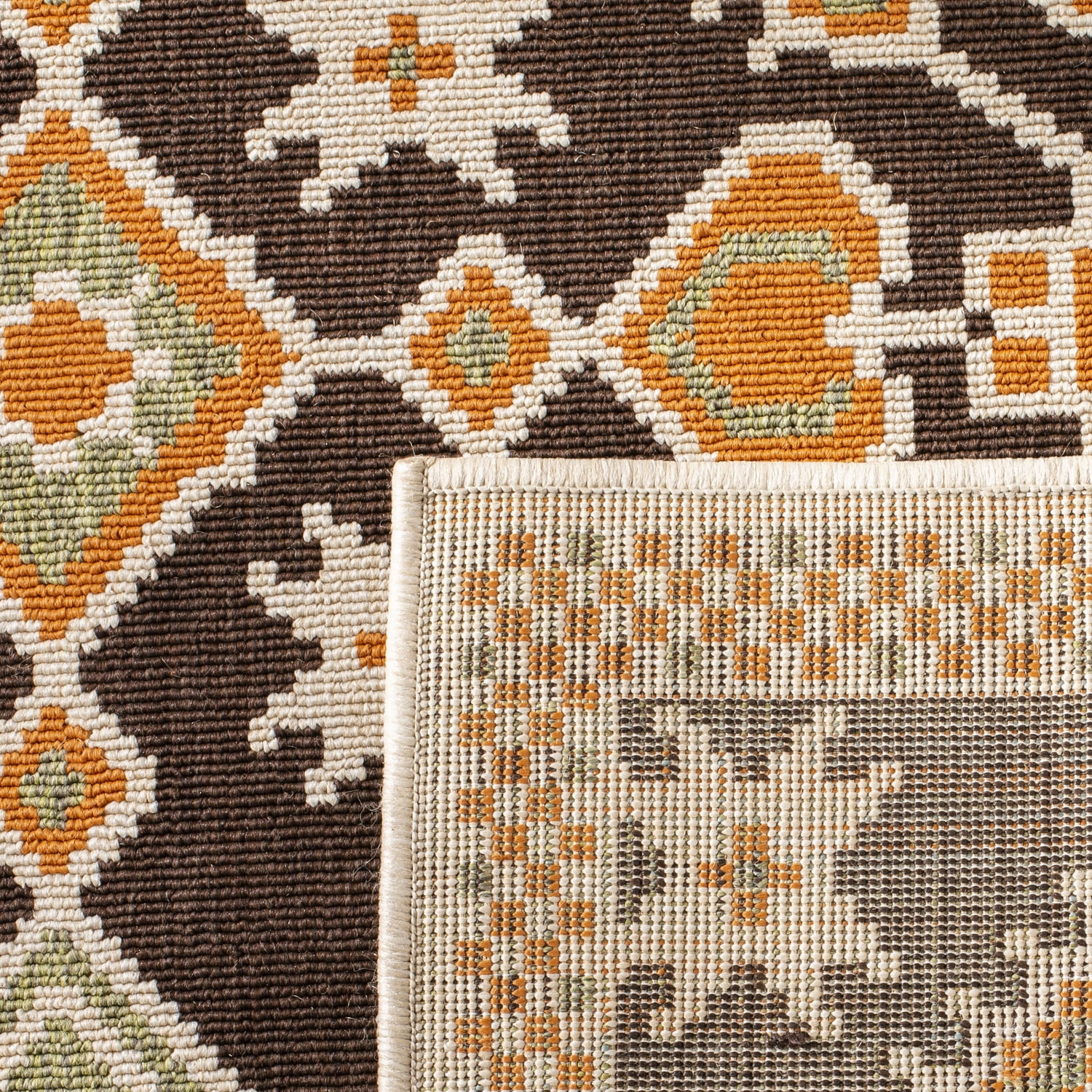 SAFAVIEH Veranda Leptis Geometric Indoor/Outdoor Area Rug, 8' x 11'2", Chocolate/Terracotta
