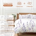 thumbnail image 6 of 3 Piece Lavender Floral Duvet Cover Set Full Size, Microfiber Comforter/Quilt Cover with Corner Ties and 2 Pillowcases, Spring Flowers Botanical Plants All Season Soft Bedding with Zipper Closure, 6 of 8