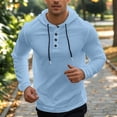 thumbnail image 1 of Handshe Men's Stylish Leisure Solid - Color Button Drawstring Hooded Long - Sleeve Loose Coat, 1 of 6