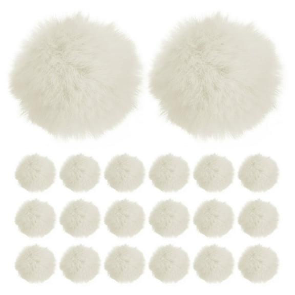 Uxcell 20-Pack Faux Fur Pom Poms, 2 Inch/ 5 cm Soft Fluffy PomPoms Balls Faux Rabbit Fur with Elastic Loop for DIY[Beige]