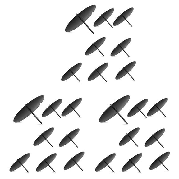 Wreath Candle Holder, 8 cm Advent Candle Holder, Metal Candle Holder, Christmas Candle Plate with Spike 24Pcs Black