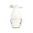 thumbnail image 2 of BLISSFUL STEP Outfit Glittering Ankle Strap Block Heel Open Toe Sandals for Women White 7.5, 2 of 8