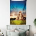 thumbnail image 4 of Travel Tapestry, Image of Kukulkan Pyramid in Chichen Itza Yucatan Mexico Monument, Wall Hanging for Bedroom Living Room Dorm Decor, 60W X 80L Inches, Night Blue Multicolor, by Ambesonne, 4 of 5