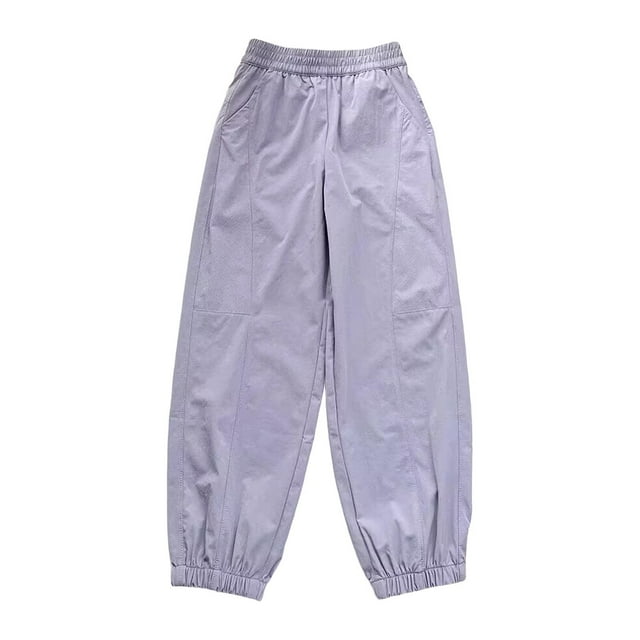 aidice Teen Girls Clothes Pants Summer Lightweight Thin Elastic Waisted Cinch Bottom Children Sun Protection Pant