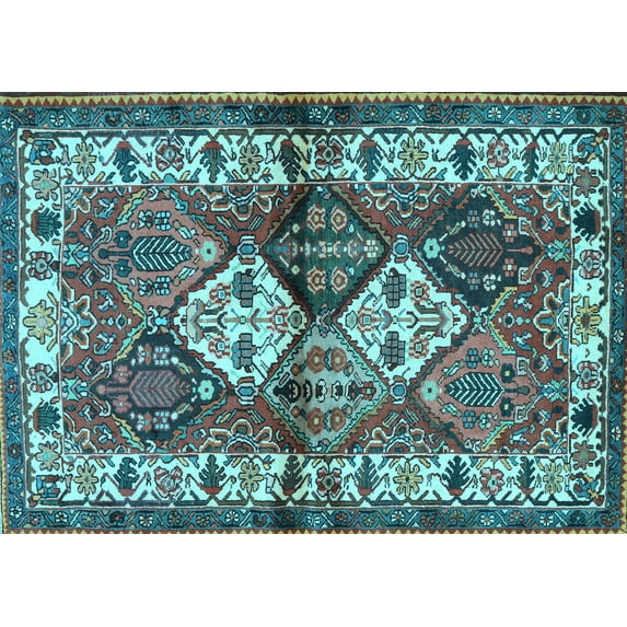 Ahgly Company Indoor Rectangle Persian Light Blue Traditional Area Rugs, 7' x 10'