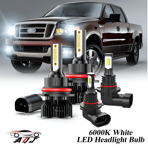 6000K White LED Headlight Bulbs Foglighs Combo Kit For Ford F150 1997-2003