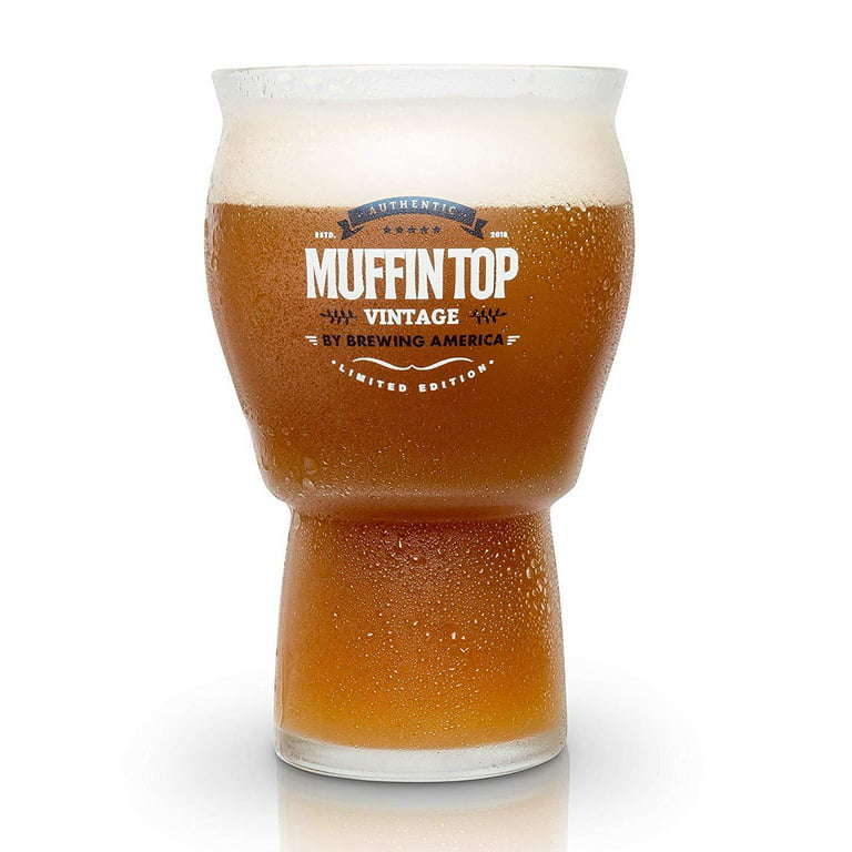 Brewing America Muffin Top Nucleated Beer Glasses - Pint Glass - Muffin Top  Logo Single Glass 