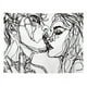 thumbnail image 5 of Mujeres/hombres boceto abstracto arte beso amantes tapiz/tapiz de besos colgante de pared tapiz de arte lineal en blanco y negro, tiro de playa, 5 of 5