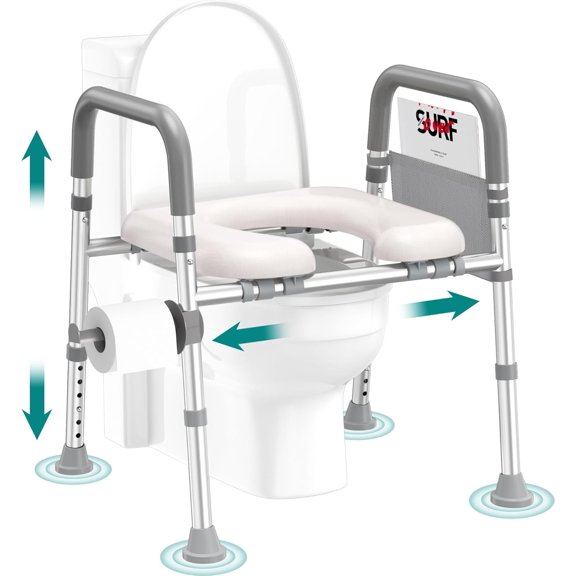 Raised Toilet Seat with Handles - Adjustable Height & Width, 400lb Capacity Elevated Toilet Seat for Seniors, Handicap, and Post-Surgery Recovery