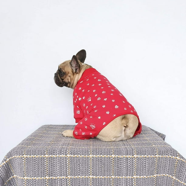 French Bulldog Pajamas Onesie Suit PJS Bodysuits for Medium Dogs Frenchie Pug English Pitbull Boston Terrier Red Diamond M Walmart