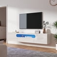 thumbnail image 6 of Hironpal 79" LED Floating TV Stand for TVs up to 90", Entertainment Center Media TV Console Shelf with Storage, White, 6 of 6