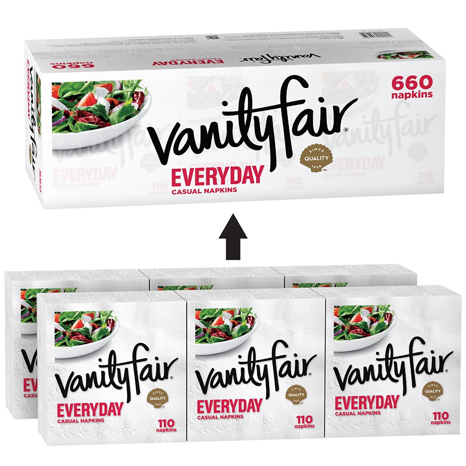 Vanity Fair Everyday Napkins, Disposable White Paper Napkins, 660 Count