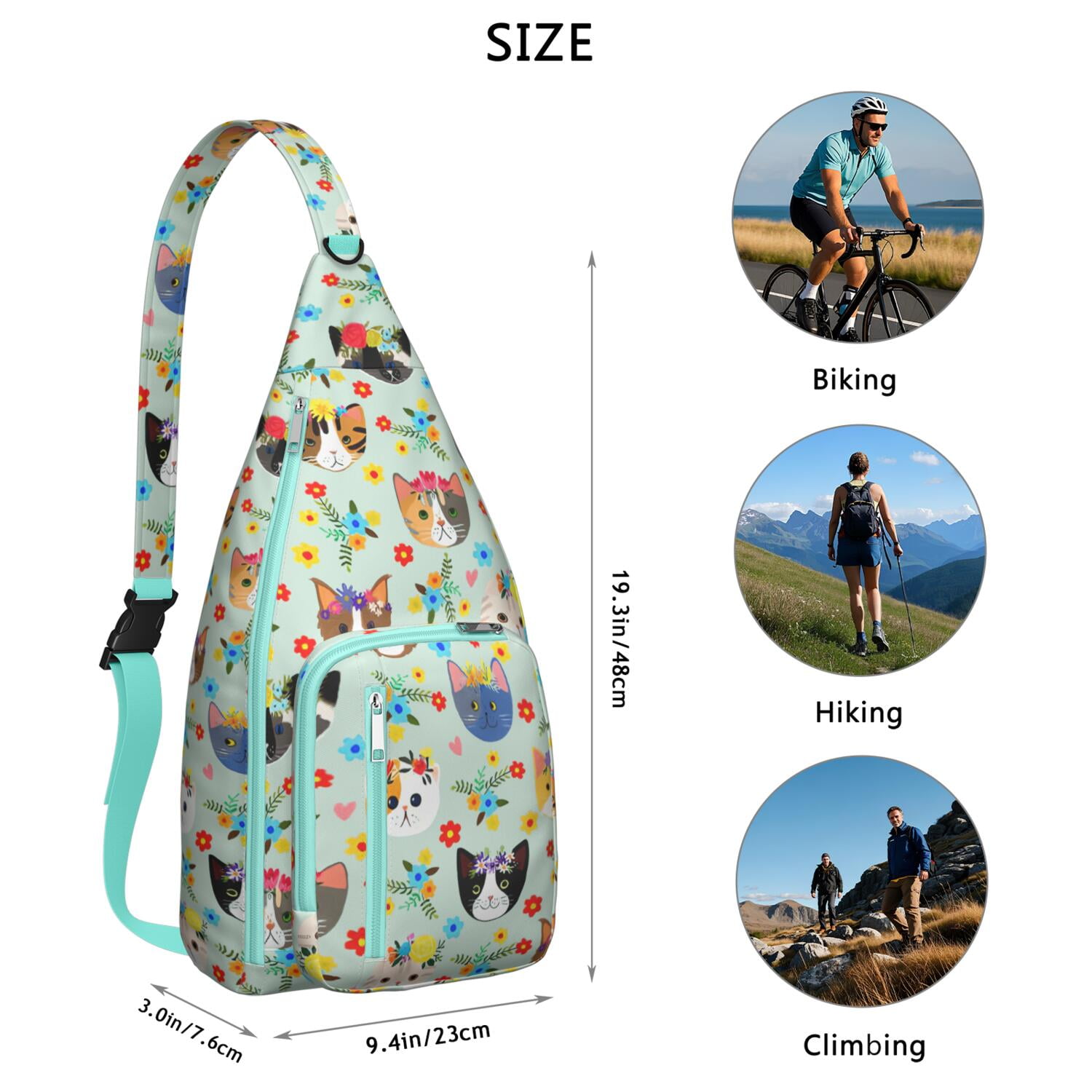 Cute Cartoon Cat Sling Backpack - Funny Paw Pattern Shoulder Bag (Adorable Pet Design, Lightweight & Durable)