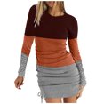 thumbnail image 1 of Mujeres Sexy Otoño Suave O-cuello Manga larga Stiching Irregular Tie-Dye Bloque de color Estampado Otoño Maxi Casual Vestido de mujer Fridja  nbo2823, 1 of 7