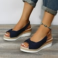 thumbnail image 6 of NOKIO Womens Wedge Sandals Espadrilles Closed Toe Slingback Buckle Strap Comfortable Casual Summer Platforms Women's Fashion Summer Solid Fabric Fish Mouth Wedge Heel Buckle Sandals, 6 of 9