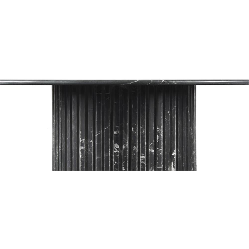 Maklaine Contemporary Black Marble with White Veining Dining Table