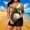 Green(New)B, variant on PNTUTB Women's Plus Size Solid Color Halter Neck V Neck Backless Top with Fashion Print Swim Bottoms Swimsuit Two Piece Set