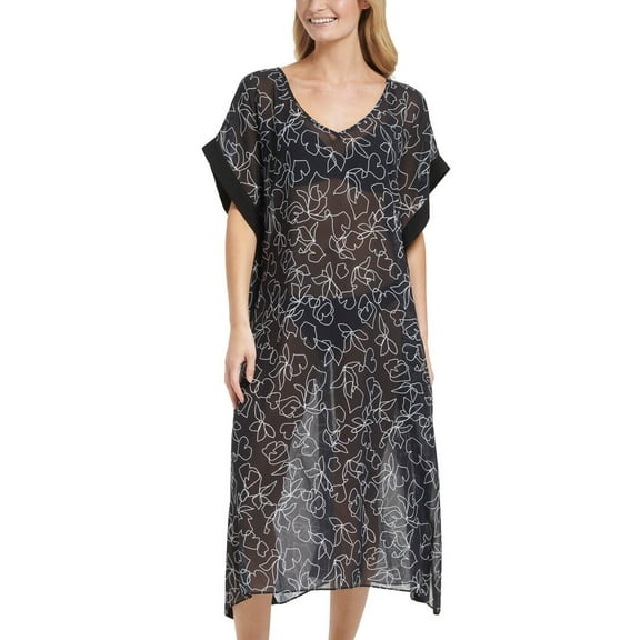 Calvin Klein Swim Women's Bordered Maxi Cover up Black Size S/M MSRP $88