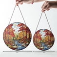 thumbnail image 3 of Window Hanging Glass Autumn Forest Scene, Car Decoration, Elegant Stained Glass Art, Gift for Dad or Mom, Home or Auto Decor, Unique Handmade Ornament for Parents, 3 of 5