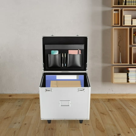 Mobile Business File Organizer Box Hand Pull File Case Aluminum Alloy Box & Lock