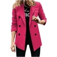 thumbnail image 2 of IROINNID Blazer Jacket for Women Button Closure Long Sleeve Blazer Solid Business Work Jacket for Women Semi-formal Jacket,Pink, 2 of 6