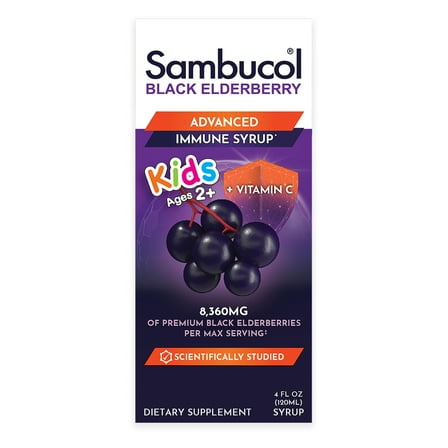 Sambucol Black Elderberry Kids Advanced Immune Syrup, 4oz.