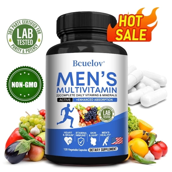 Men's Multivitamin – With 22 Complex Daily Vitamins & Minerals - Support Skin, Hair, Immune & Heart Health - 120 Capsules