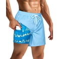 thumbnail image 4 of Trajes de baño SURF CUZ para hombre con forro compresor, azul claro, 4 of 8